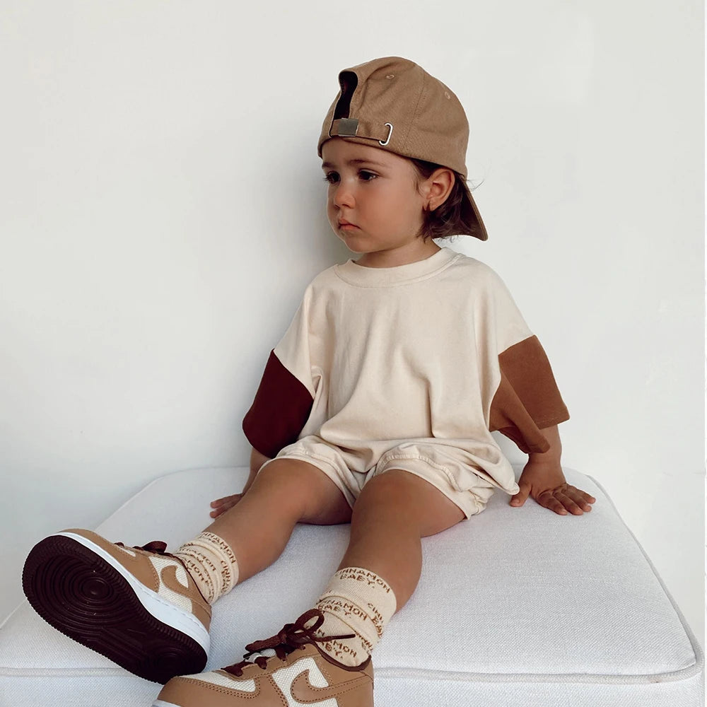 Summer Baby Romper, Oversized Unisex Cotton Short Sleeve Bodysuit for Newborns