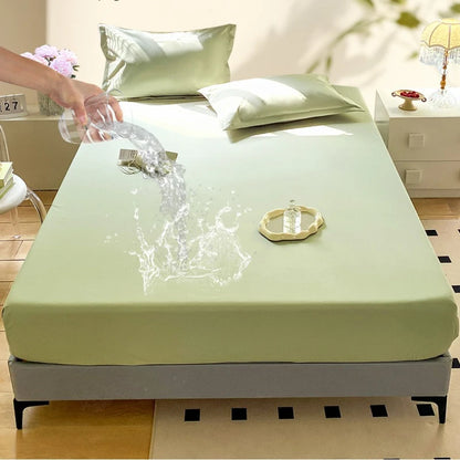 Solid Color Waterproof Fitted Bed Sheet Bed Cover Mattress Protective Cover  All Size for Bed Mattress All Seasons