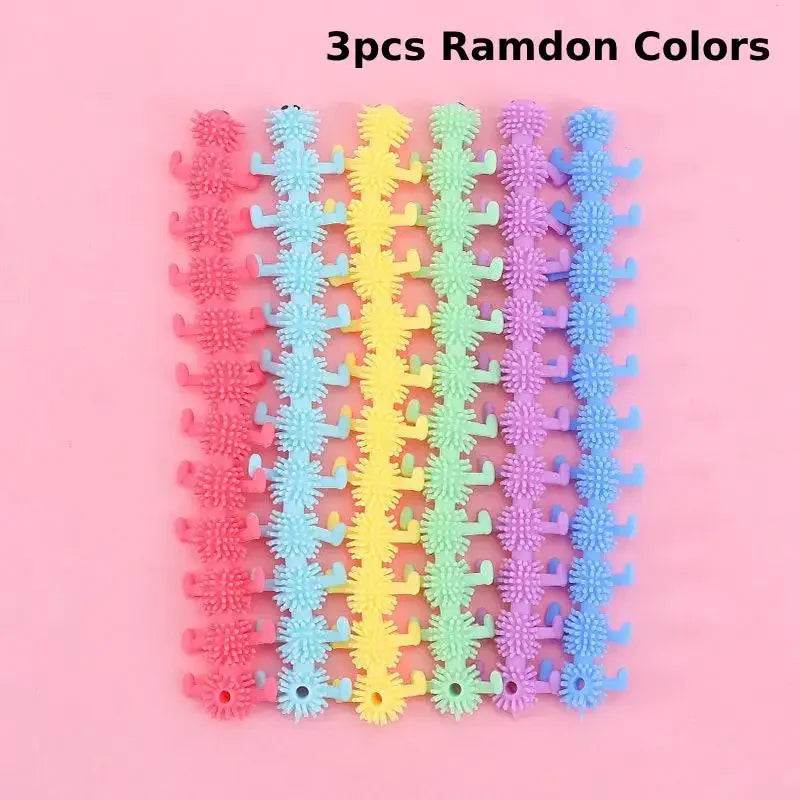 3pcs Stretchy String Fidget Toys Colorful Long Noodle Stretch Toys Worm Caterpillar Toy Sensory Toys for Kids Toddler Autism