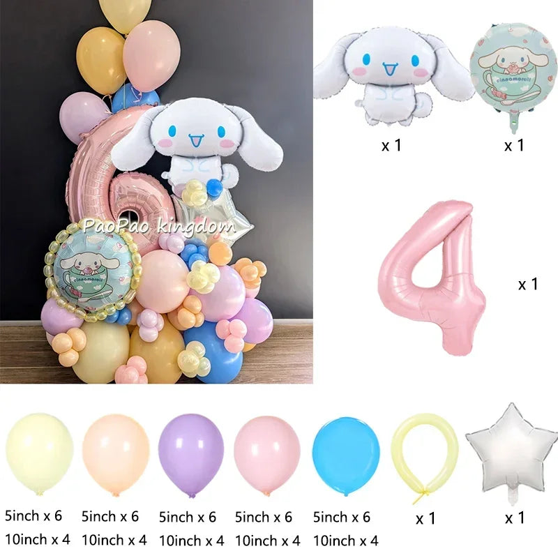 1 Set Cinnamoroll Foil Balloons for Birthday Party Decorations Baby Shower  Kids  Birthday Gift Macaron Latex Balloons Set