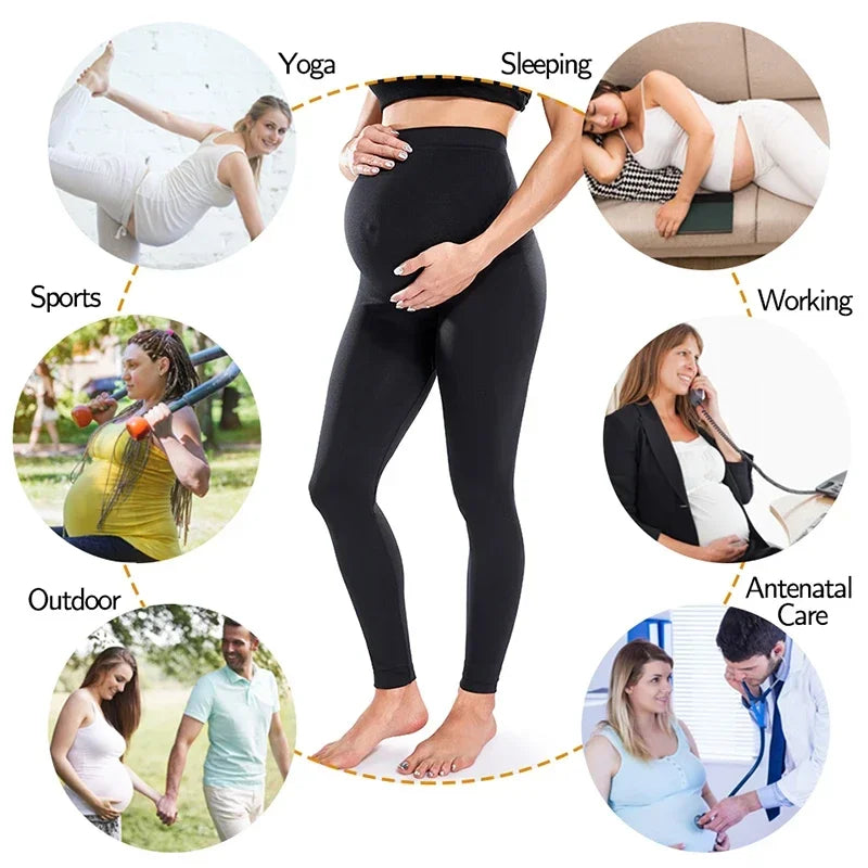 Elastic High Waist Maternity Leggings Skinny for Pregnant Women Belly Support Postpartum Leggins