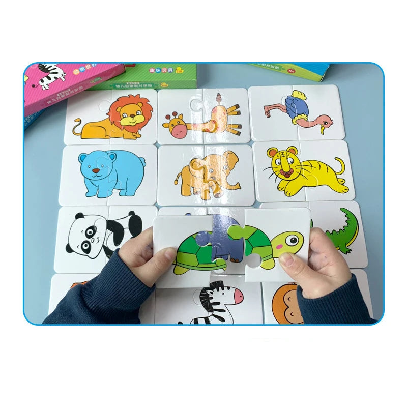 Baby Puzzle Toys for Children Animals Fruit Truck Graph Card Matching Games Toys for Kids 1 2 3 Years Old Boys Girls