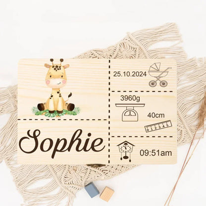 Personalised Safari Animal Baby Memory Box Custom Wooden Boxes Newborn Shower Gift Baby Birth Stats Keepsake Box Umbilical Boxes