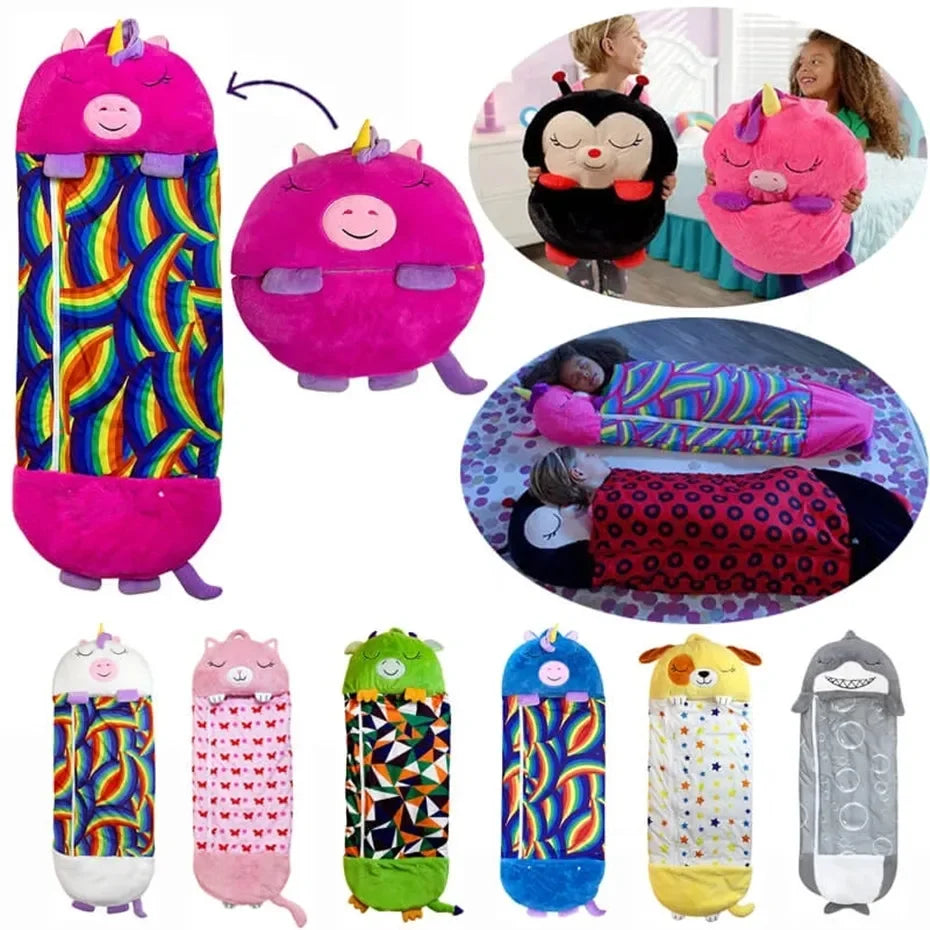 Cartoon Kids Sleep sacks Plush Sleeping Bag with Pillow for Boys & Girls