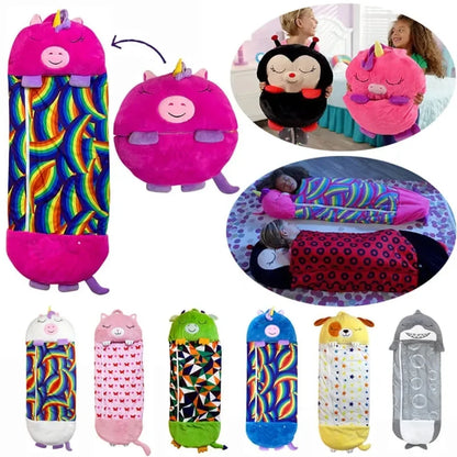 Cartoon Kids Sleep sacks Plush Sleeping Bag with Pillow for Boys & Girls