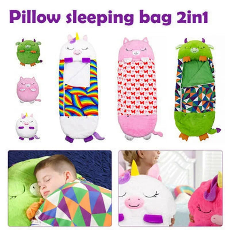 Cartoon Kids Sleep sacks Plush Sleeping Bag with Pillow for Boys & Girls