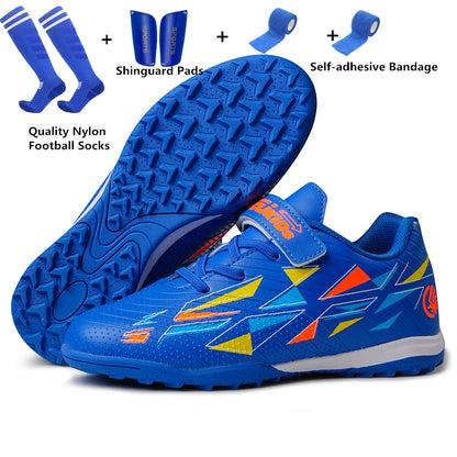 Professional Kids' Soccer Shoes Size 29-39 with Velcro Strap Breathable Durable Sports Footwear for Children