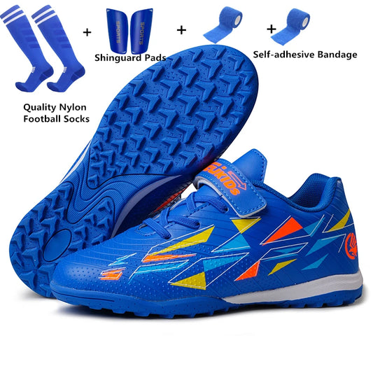 Professional Kids' Soccer Shoes Size 29-39 with Velcro Strap Breathable Durable Sports Footwear for Children