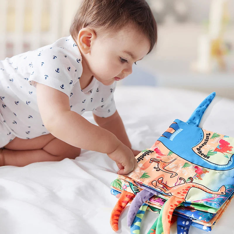 Baby Cloth Book 6 Page Dinosaur Series 0-3 Year Old Infant Parent-child Interaction Tail Cloth Book Baby Toys Newborn Gift