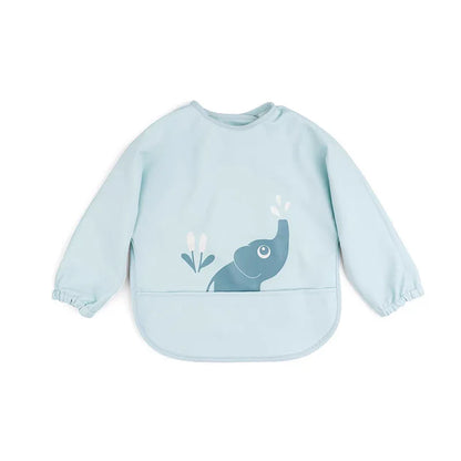 Baby Infant Eating Clothes PU Kids Smock Bib Long Sleeve Waterproof Food Pocket Easy to Clean