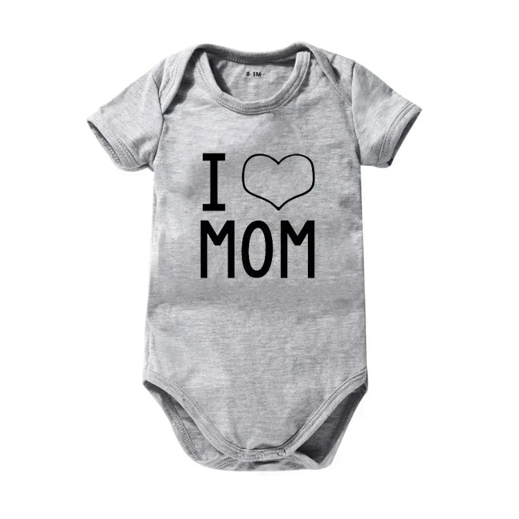 Pure Cotton I Love Mom Newborn Rompers  I Love Dad Baby Romper Twins Matching Bodysuit Summer for 0-24 Months Baby Clothes