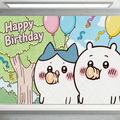 Cartoon Chiikawa Hachiware Usagi Birthday Party Decoration Background Balloon Set Cake Topper Backdrop Baby Shower Kid Gift Prop