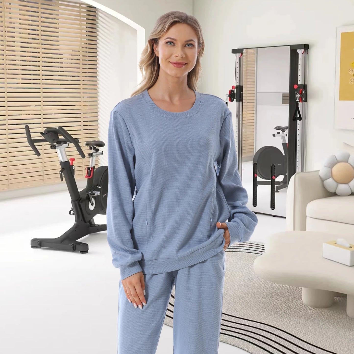 New Maternity Clothes Wear Set Waffle Breastfeeding Sweater Hoodies Pregnancy Casual Tops for Pregnant Women Autumn Winter