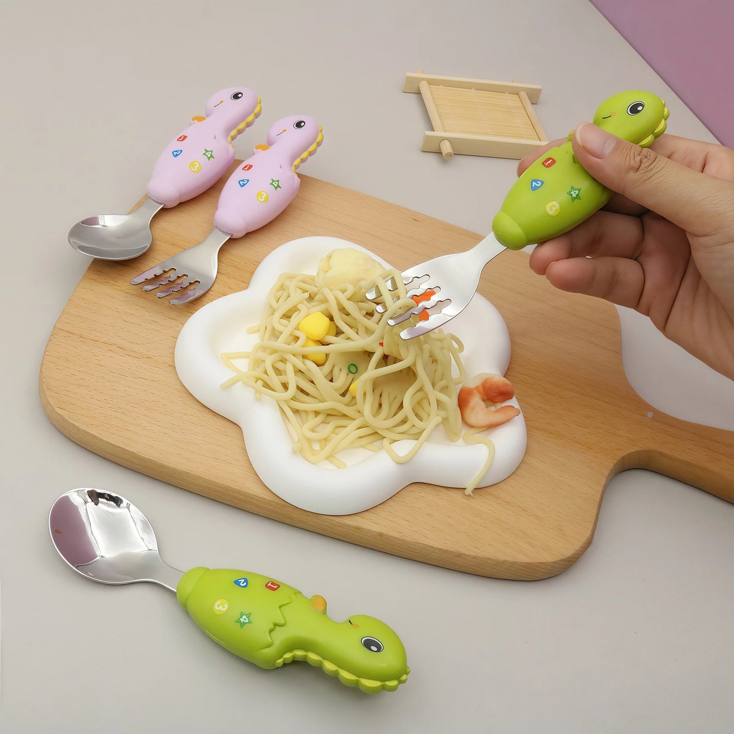 2-piece Children Spoon Forks Kids Stainless Steel Kids Cutlery Portable Baby Feeding Utensils Baby Spoons Baby Tableware Set