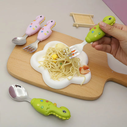 2-piece Children Spoon Forks Kids Stainless Steel Kids Cutlery Portable Baby Feeding Utensils Baby Spoons Baby Tableware Set