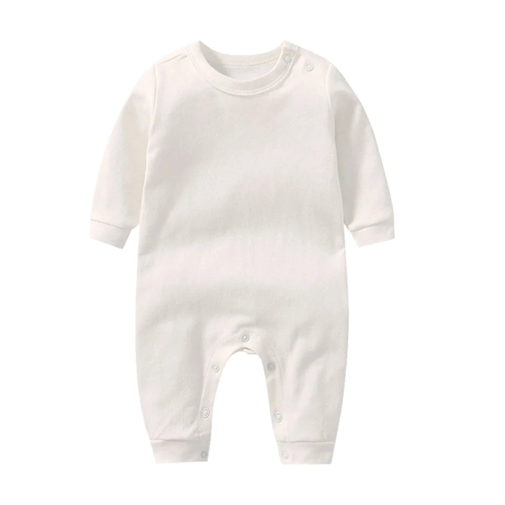 100% Cotton Baby Romper, Solid Color One-Piece Sleepsuit for Newborn Boys and Girls, Spring & Autumn Wear