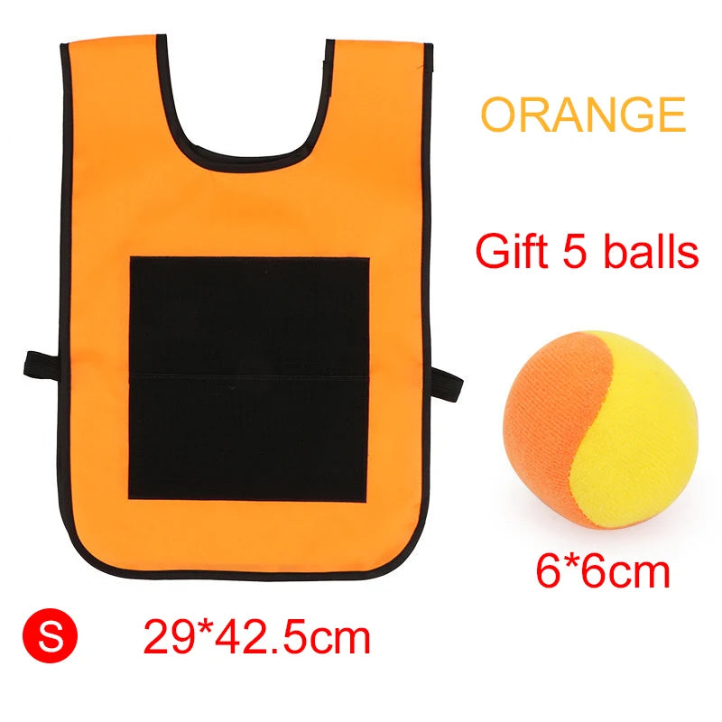 Children Sticky Ball Vest Toy with 5Balls Adhesive Outdoor Sports Physical Exercise Game Props Parent-child Interaction TMZ