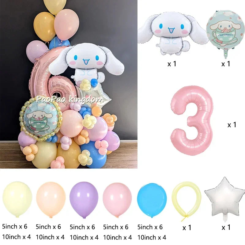 1 Set Cinnamoroll Foil Balloons for Birthday Party Decorations Baby Shower  Kids  Birthday Gift Macaron Latex Balloons Set