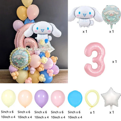 1 Set Cinnamoroll Foil Balloons for Birthday Party Decorations Baby Shower  Kids  Birthday Gift Macaron Latex Balloons Set