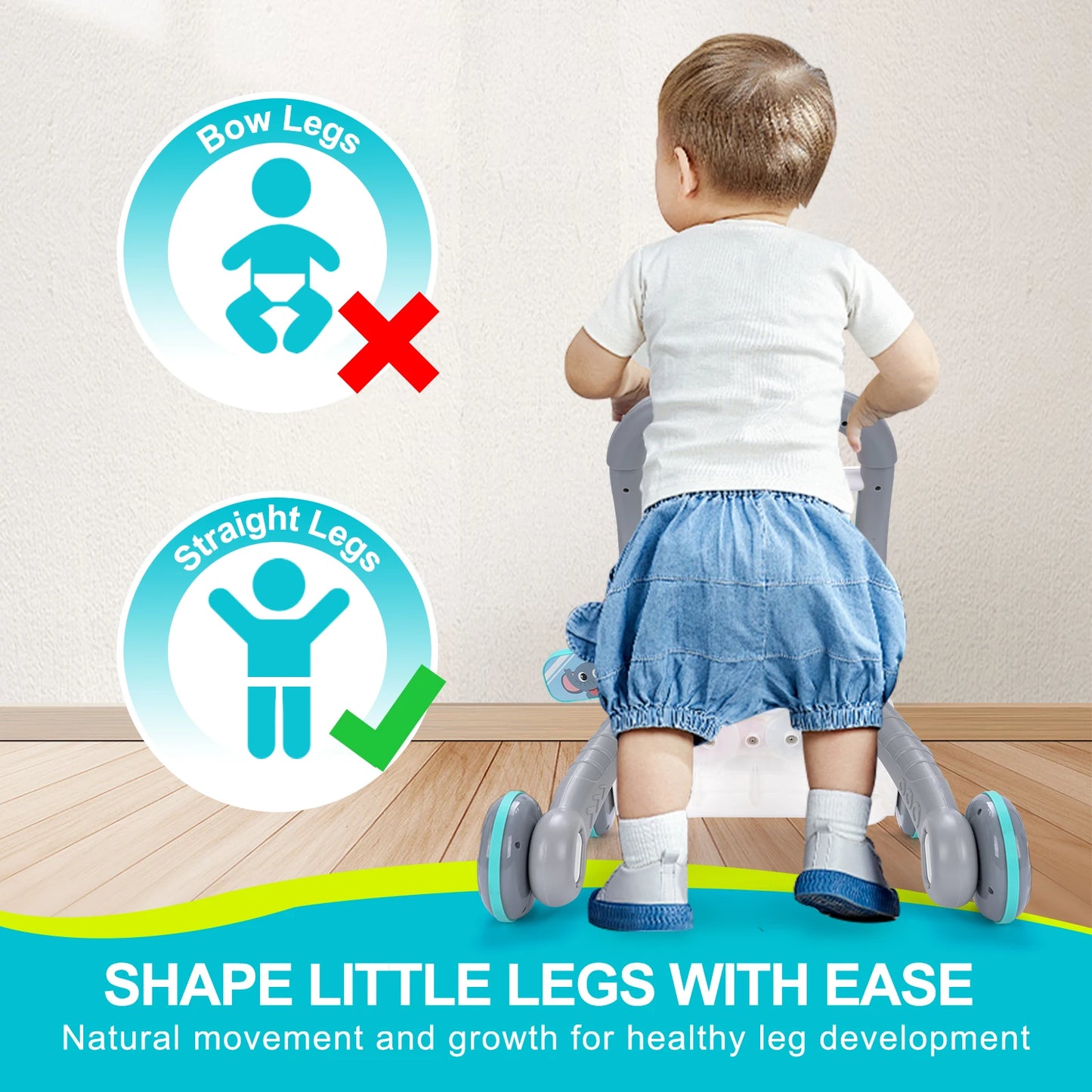 Cartoon Baby Push Walker Toy with Music Drawing Board Multifunction Activity Toddler Walker Learning Walk for 6M+ Infant