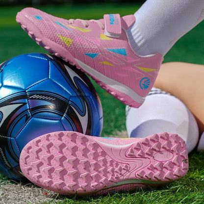 Professional Kids' Soccer Shoes Size 29-39 with Velcro Strap Breathable Durable Sports Footwear for Children