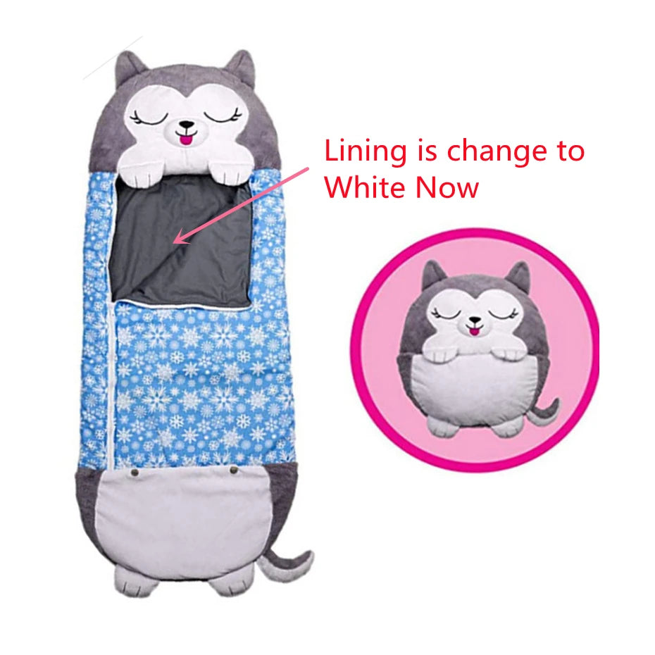 Cartoon Kids Sleep sacks Plush Sleeping Bag with Pillow for Boys & Girls