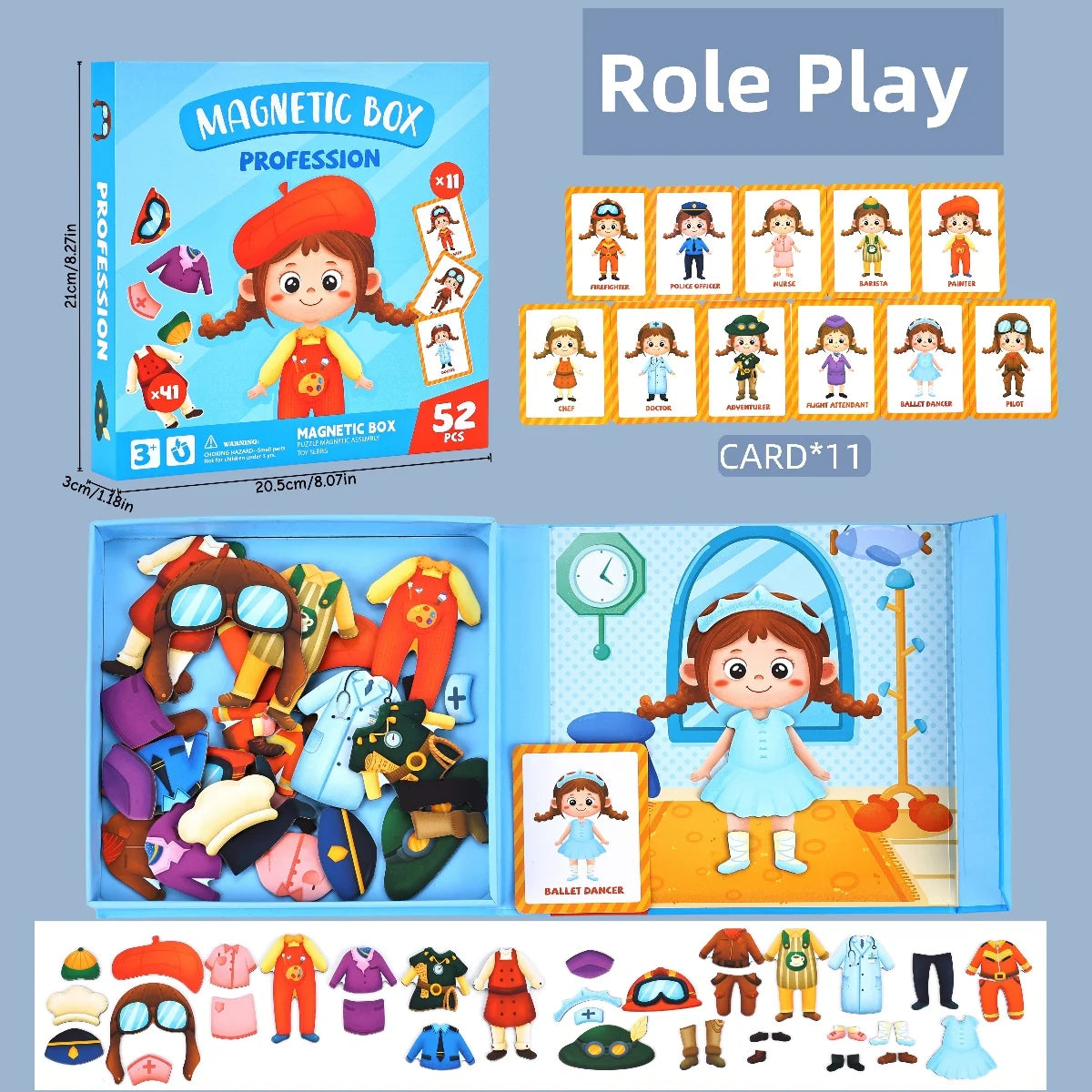 Magnetic Dress-Up Puzzle Toy, Educational Travel Game with Character and Scene Sets for Kids Ages 3–6