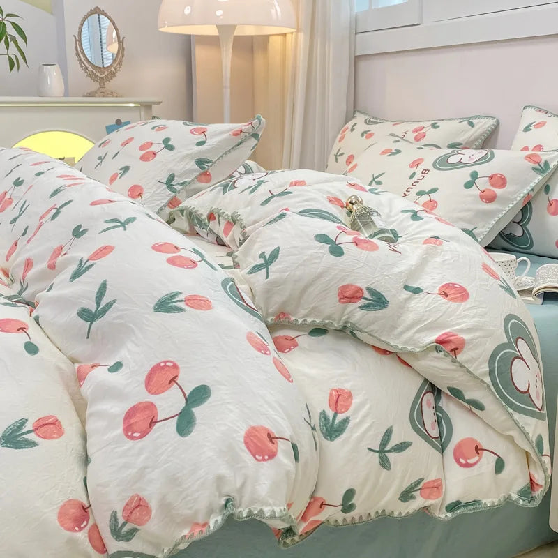 Soft Cotton Crib Bedding Set Kid Baby Nursery Decor 3PCS Baby Cartoon Bear Bedding Set for Newborns