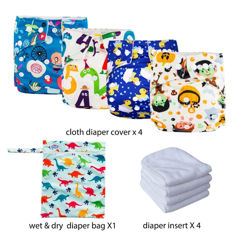 Babyland New Waterproof Baby Cloth Diaper Kit with Inserts & Wet Bags | Economical Washable Nappy System (0-36 Months)