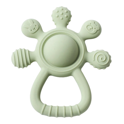 BPA Free Silicone Teether Food Grade Baby 0-12 Toys Teething Rattle Sensory Toys for Toddlers Silicone Hand Bell Soothing Toys