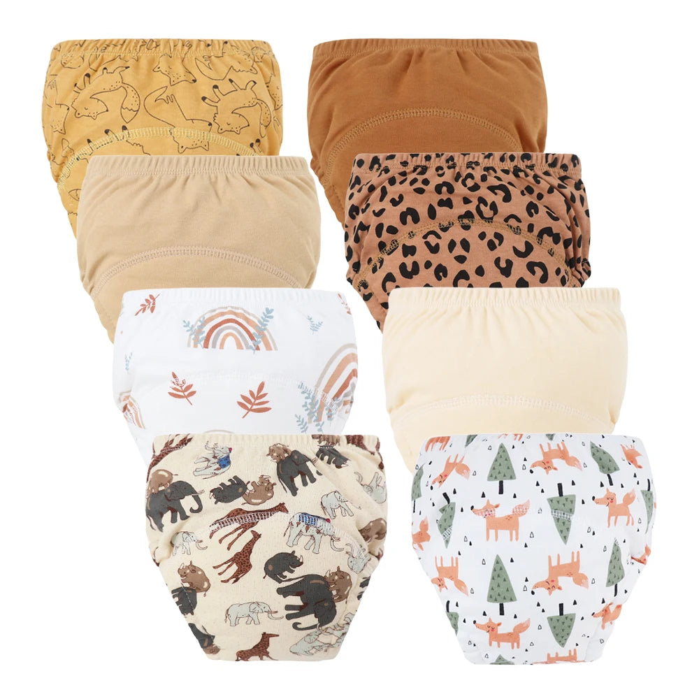 8pcs/6pcs Washable Baby Potty Training Pants Reusable Toilet Trainer Panty Reusable Cloth Diaper