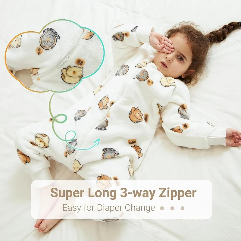 Cartoon Flannel Children Sleeping Sack Warm Winter Clothes Toddler Kids 1-6T