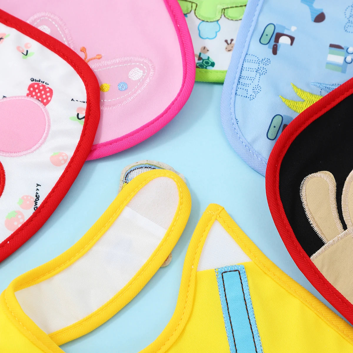5pcs/set Baby Girl Boy Feeding Bibs Waterproof Apron Cartoon Towel Kids Toddler Dinner Burp Cloths