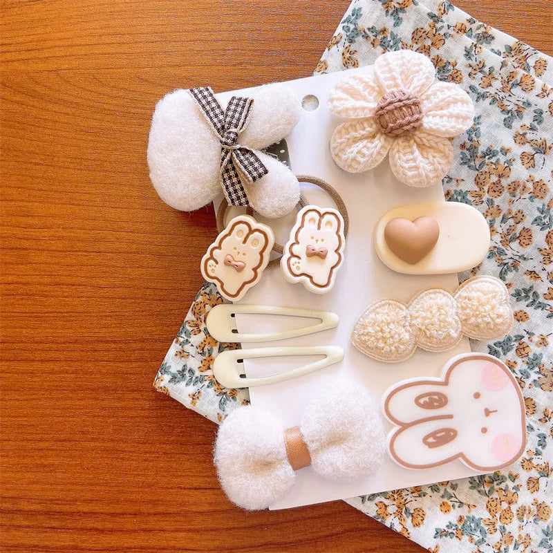 5/9Pcs/Set Cute Bows Hair Clips Hair Accessories For Girls Cartoon Animal Flower Hairpin Headdress Baby Hair Pins Birthday Gifts