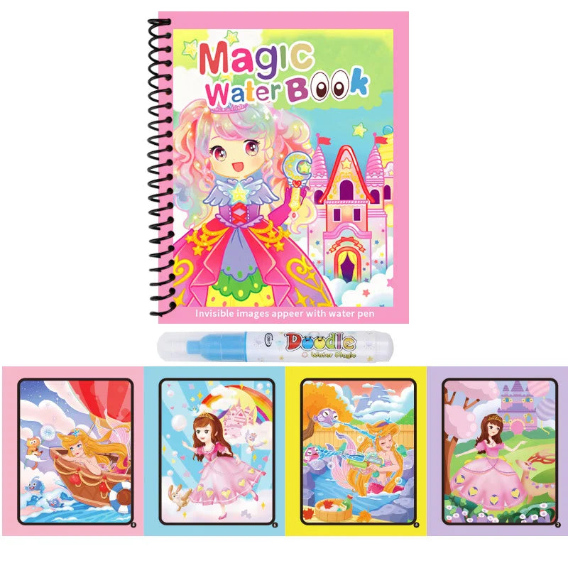 1pcs Kids Graffiti Picture Book with Refillable Water Pen Magic Water Painting Sensory Early Education Puzzle Drawing Toy