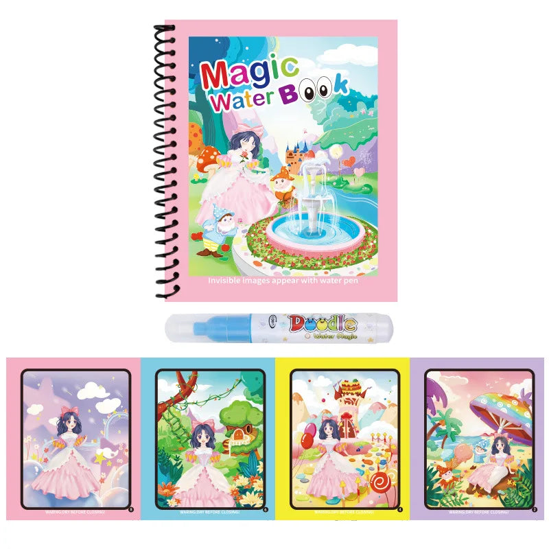 1pcs Kids Graffiti Picture Book with Refillable Water Pen Magic Water Painting Sensory Early Education Puzzle Drawing Toy