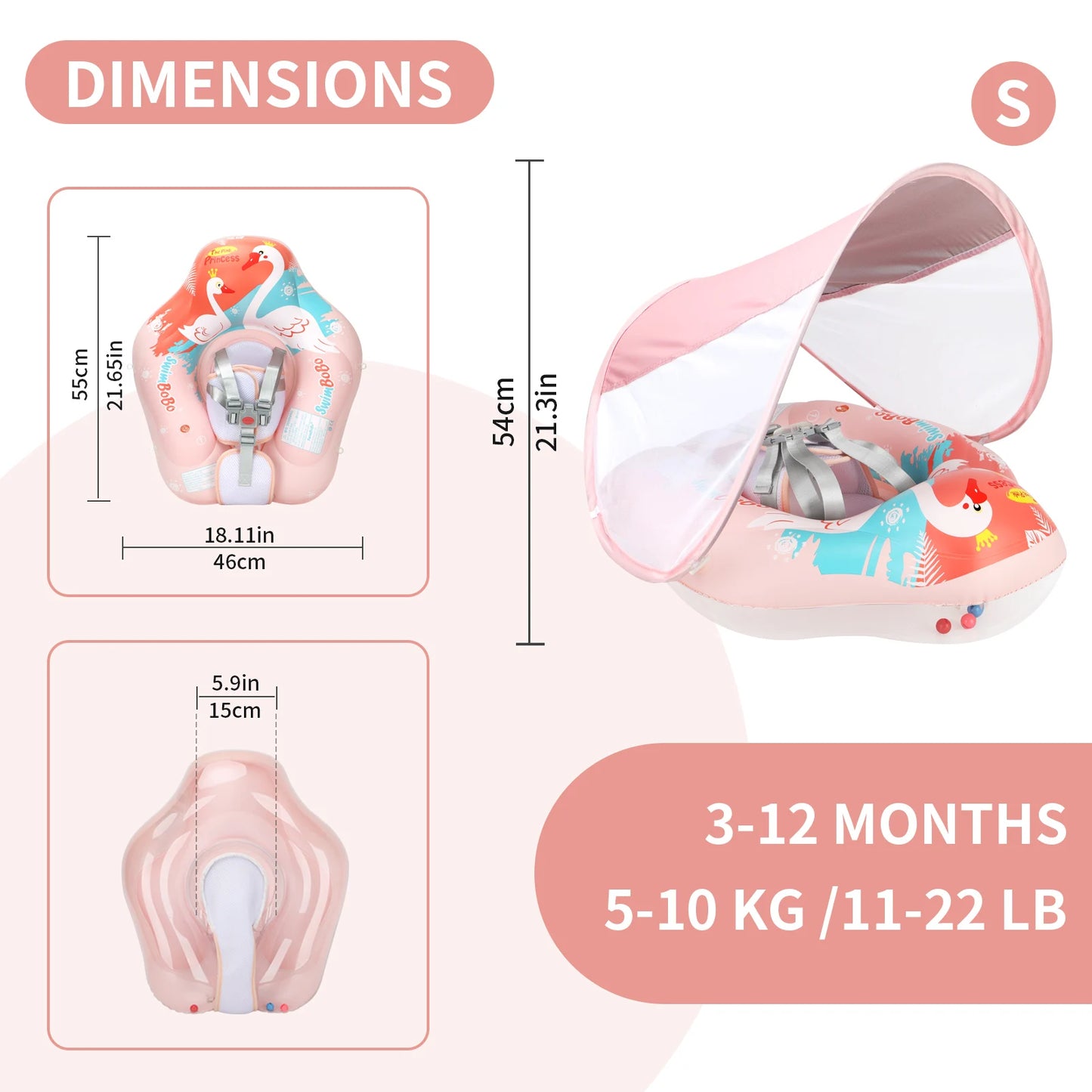 Swimbobo New Upgrades Mesh More Safety Soft Ventilate Seat Pocket Baby Inflatable Swimming Floating Kids Ring Circle Summer Toys