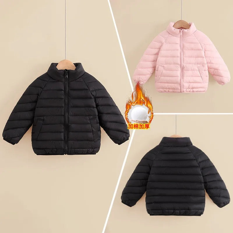 New Winter Thick Warm Jackets Autumn Kids Padded Down Cotton Clothes Boys Girls Hooded Parka Coats Children Outerwear 2-10 Years