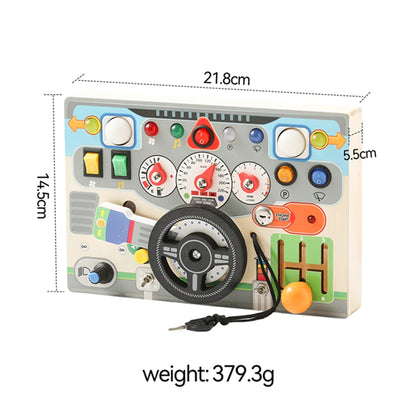 Montessori Busy Board Sensory Toys Wooden Steering Wheel Switch Control Board for Children Travel Activities Games Gifts Toy
