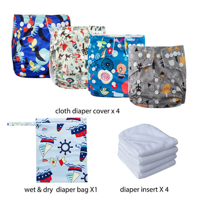 Babyland New Waterproof Baby Cloth Diaper Kit with Inserts & Wet Bags | Economical Washable Nappy System (0-36 Months)