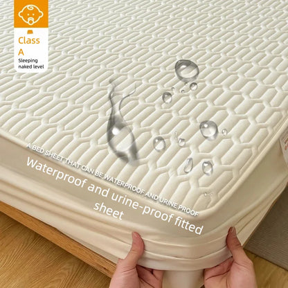 Fitted bed Sheet Waterproof Quilted Mattress Protector Breathable Mattress Cover Anti-mite Anti-bacterial No Pillowcase