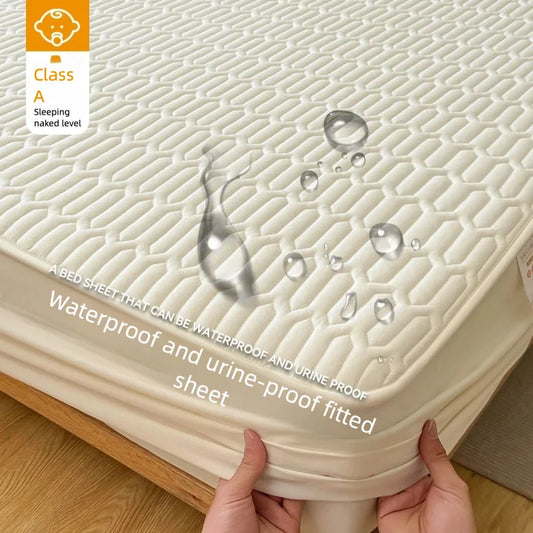 Fitted bed Sheet Waterproof Quilted Mattress Protector Breathable Mattress Cover Anti-mite Anti-bacterial No Pillowcase