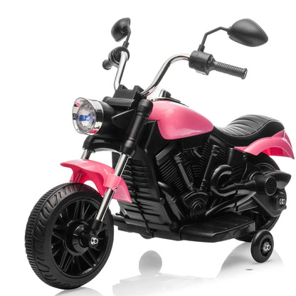 2-Wheel Kids Ride On Motorcycle 12V Battery Powered With Training Wheels Reverse Headlight Music Toddler Toy