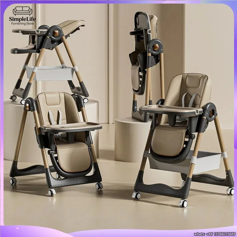 Foldable Baby Dining Chair Portable Highchair Adjustable Height Growth Chair Multifunctional