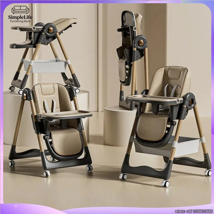 Foldable Baby Dining Chair Portable Highchair Adjustable Height Growth Chair Multifunctional