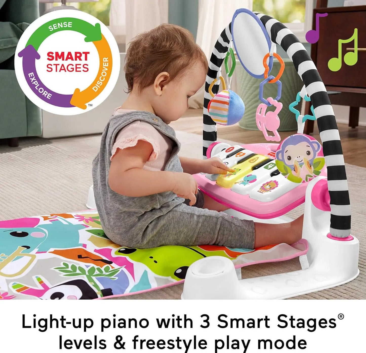 Interactive Baby Playmat with Piano Gym, Lights & Music for Newborns 0+ Months Developmental Toy