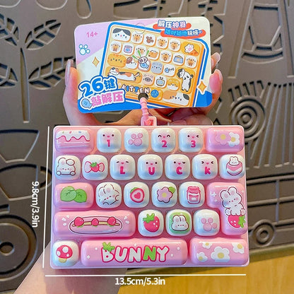 26-keycap Keyboard Keychain Button Clicker Decompression Toy Cartoon Anti Stress Keyboard Keychains Pendant Fidget Toys Gifts