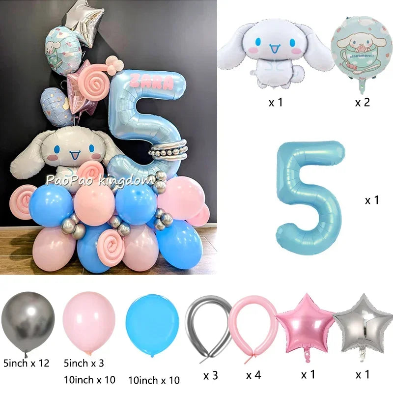 1 Set Cinnamoroll Foil Balloons for Birthday Party Decorations Baby Shower  Kids  Birthday Gift Macaron Latex Balloons Set