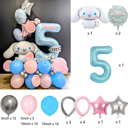 1 Set Cinnamoroll Foil Balloons for Birthday Party Decorations Baby Shower  Kids  Birthday Gift Macaron Latex Balloons Set