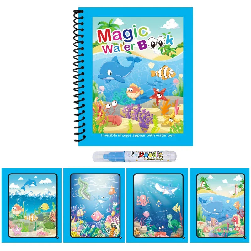 1pcs Kids Graffiti Picture Book with Refillable Water Pen Magic Water Painting Sensory Early Education Puzzle Drawing Toy
